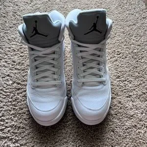 Nike | Shoes | White Air Jordan 5s White Metallic Lighting  display picture 1